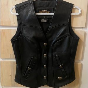 Black leather Harley Davidson vest